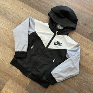 Nike Black White Colorblock Windbreaker Kids Sz XS Trendy
